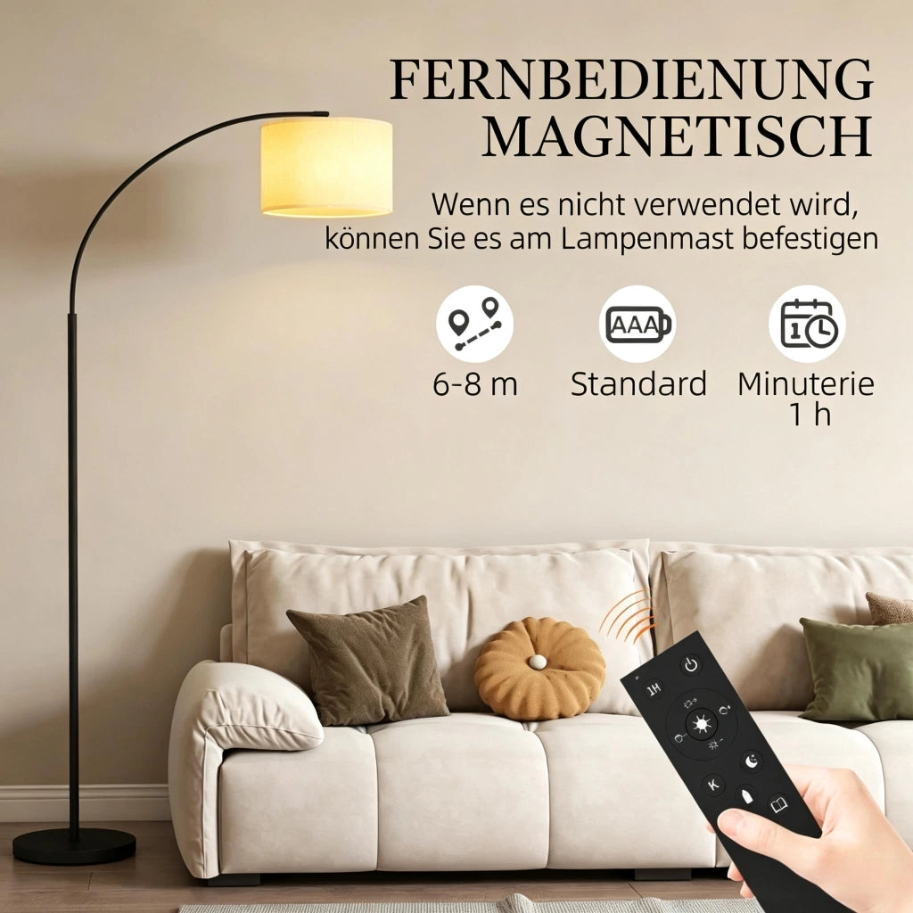 Lampada da terra ad arco moderna con telecomando, lampada da terra elegante, lampada da terra di design (solo lampada da terra ad arco, batteria non i