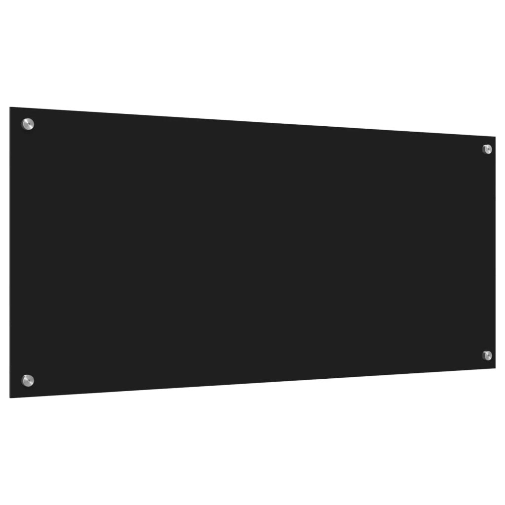 Paraschizzi da cucina moderno ed elegante 110 x 50 cm resistente al calore facile da installare vetro temperato nero 02_0058477