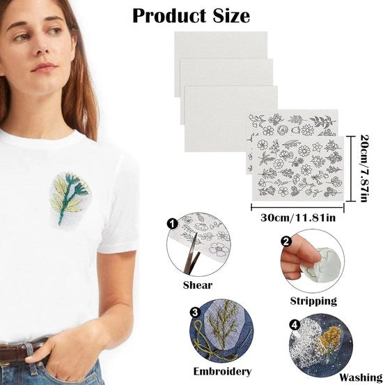 Stabiliatori per cucito a maglia - Stabilizzatore acqua-solubile per lavori di ricamo - Stabilizzatori per esercizi di cucito - 50 pezzi
