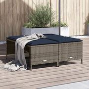 Sgabelli da giardino con Cuscini 4 pz in Polyrattan Grigio 368369