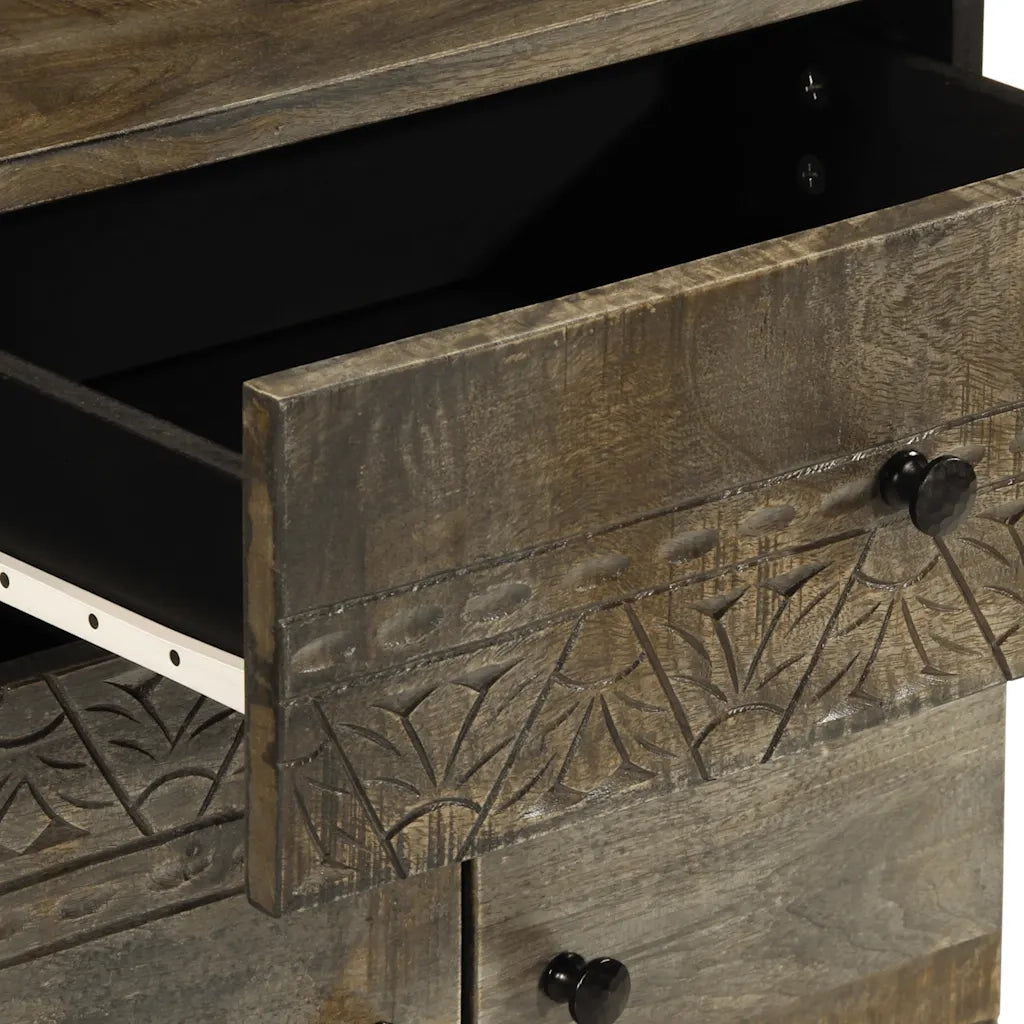 Comodino-Tavolino da notte Grigio Chiaro 50x33x60 cm in Legno Massello di Mango 286389
