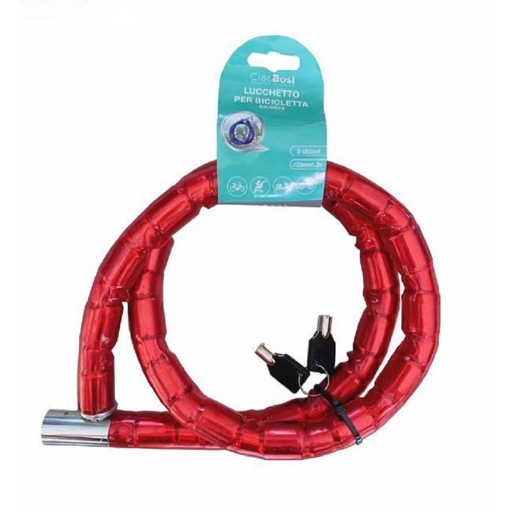 Trade Shop - Catena Antifurto Lucchetto Bici Bicicletta Scooter Moto 120 Cm 2 Chiavi Cx-9563 -