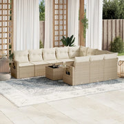 Set Divani da Giardino 11 pz con Cuscini Beige in Polyrattan