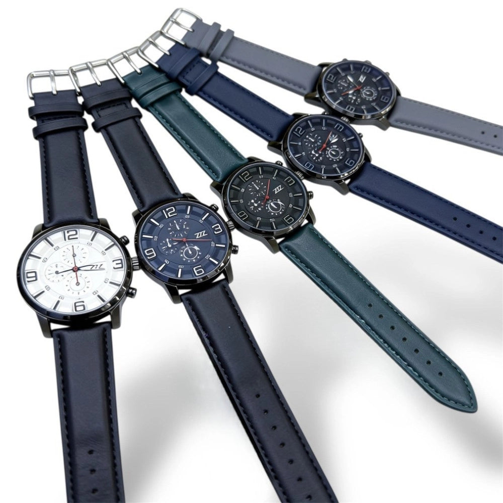 Trade Shop - Orologio Sportivo Elegante 43 Mm Impermeabile Con Cinturino In Pelle E Cronografo -