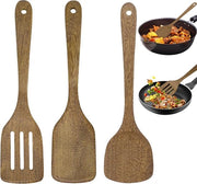 Spatola in legno - utensili da cucina resistenti al calore - 3 pezzi - 30 cm - legno