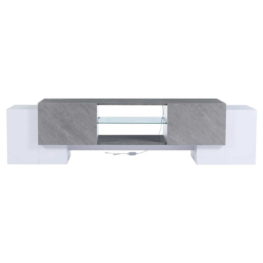 Mobile TV con Bluetooth LED - Zephmum- 180x40x46.5cm- Bianco e grigio