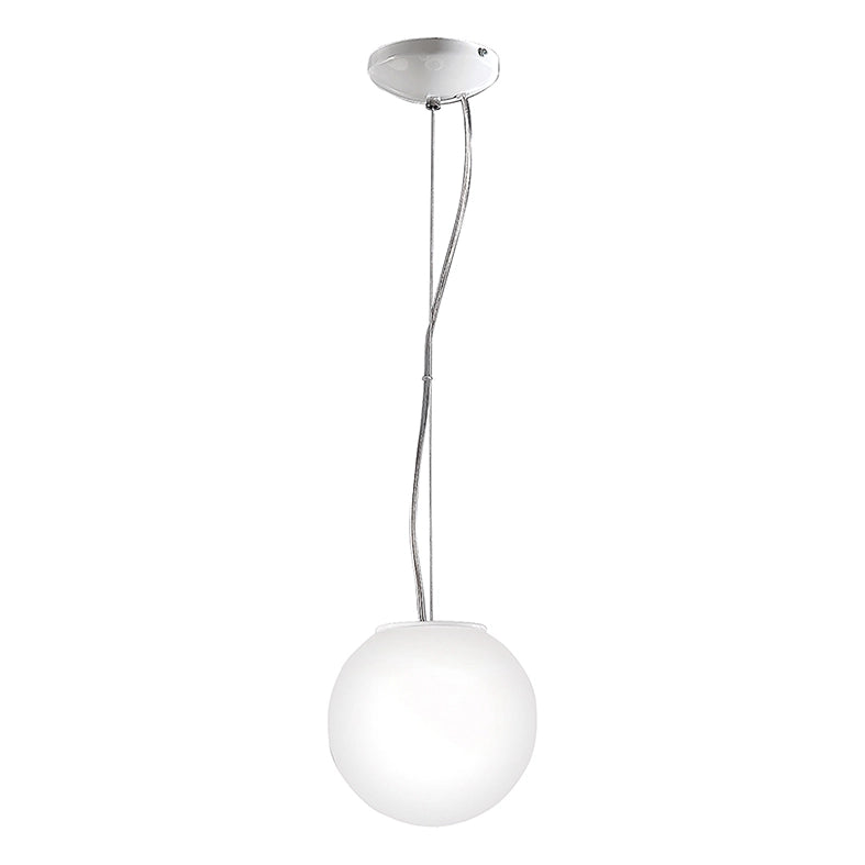 Lampada a Sospensione Emily Rossini Group - Diametro 20cm, Vetro Soffiato Satinato Bianco, Attacco E27 IP20, Design Versatile e Raffinato