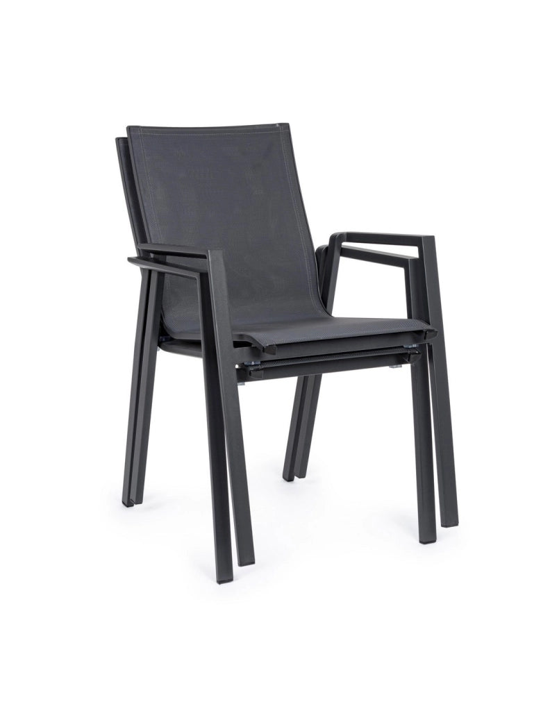 Sedia da Giardino Ferro Esterno Moderna Nera Tessuto e Metallo 2 Pz Krion