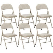 Set di 6 Sedie Pieghevoli Moderne in Acciaio e Poliestere, 45x46x78 cm, Beige