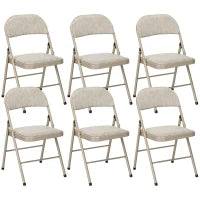 Set di 6 Sedie Pieghevoli Moderne in Acciaio e Poliestere, 45x46x78 cm, Beige