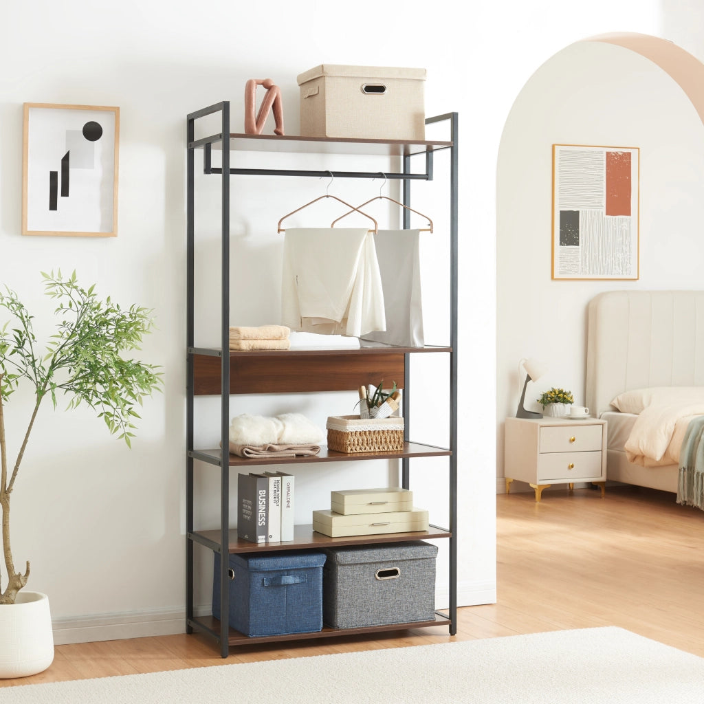 Set Larem 2 Mobili Organizzatori Guardaroba 204 cm Set A - Nero / Effetto Noce [en.casa]