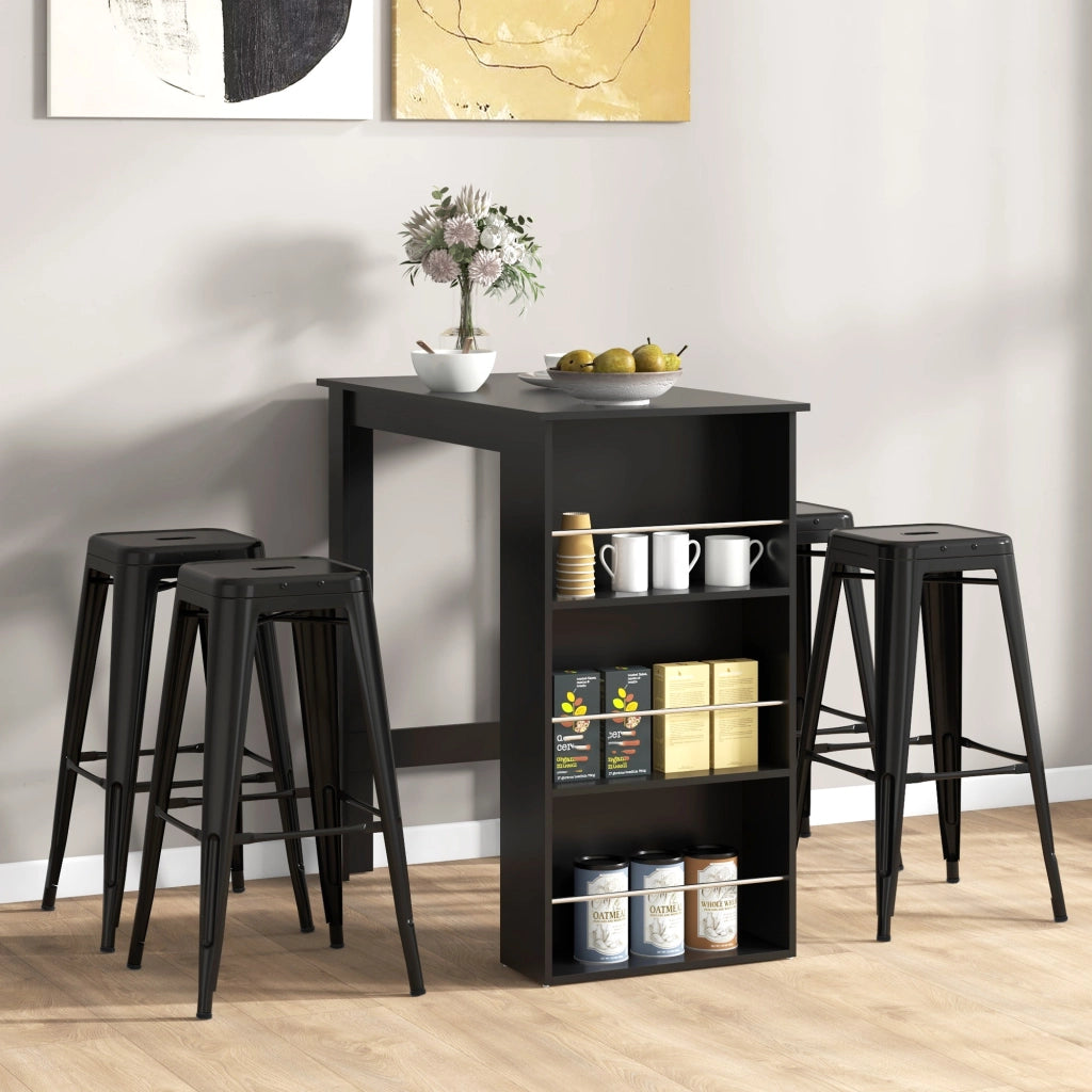Tavolo da bar ¨C zephmum ¨C nero, metallo, legno, 112x57x106 cm