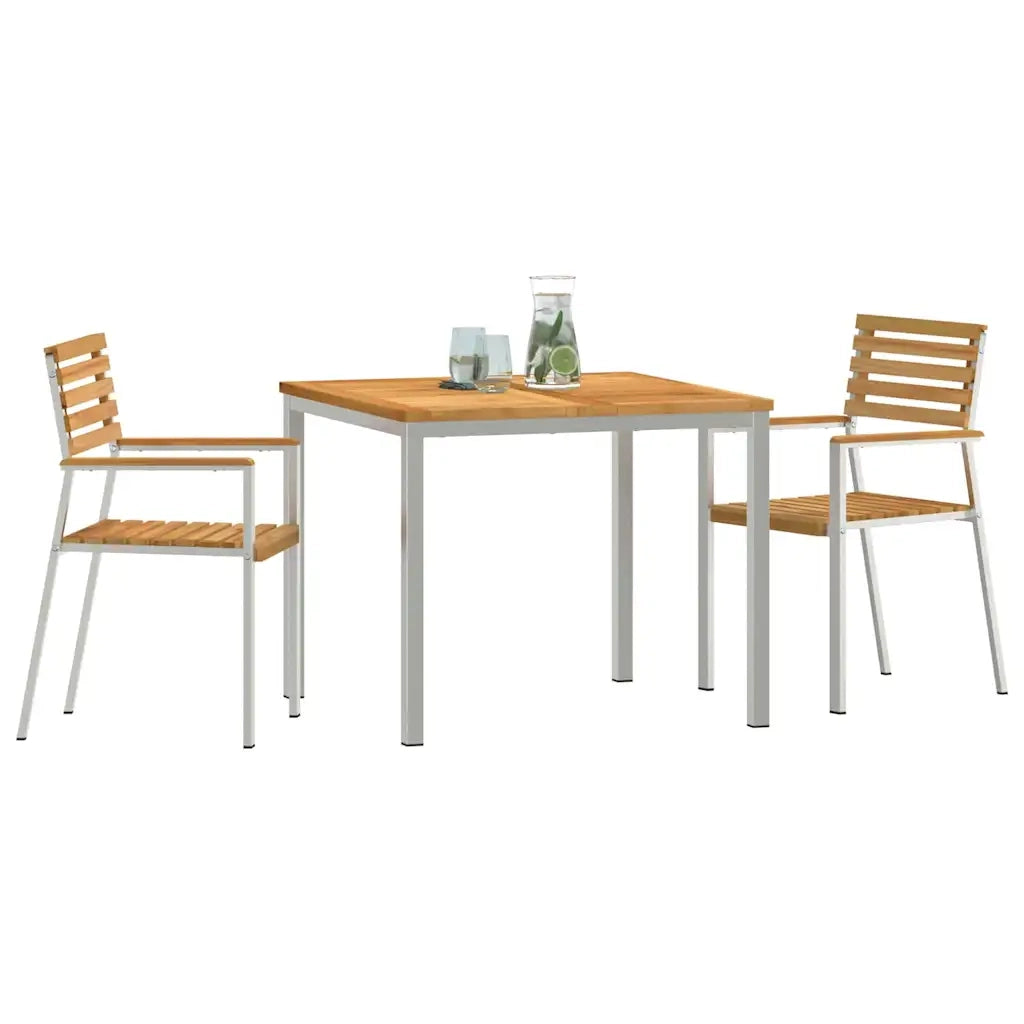 Set da Pranzo per Giardino 3 pcs Marrone Legno di teak solido 3334781
