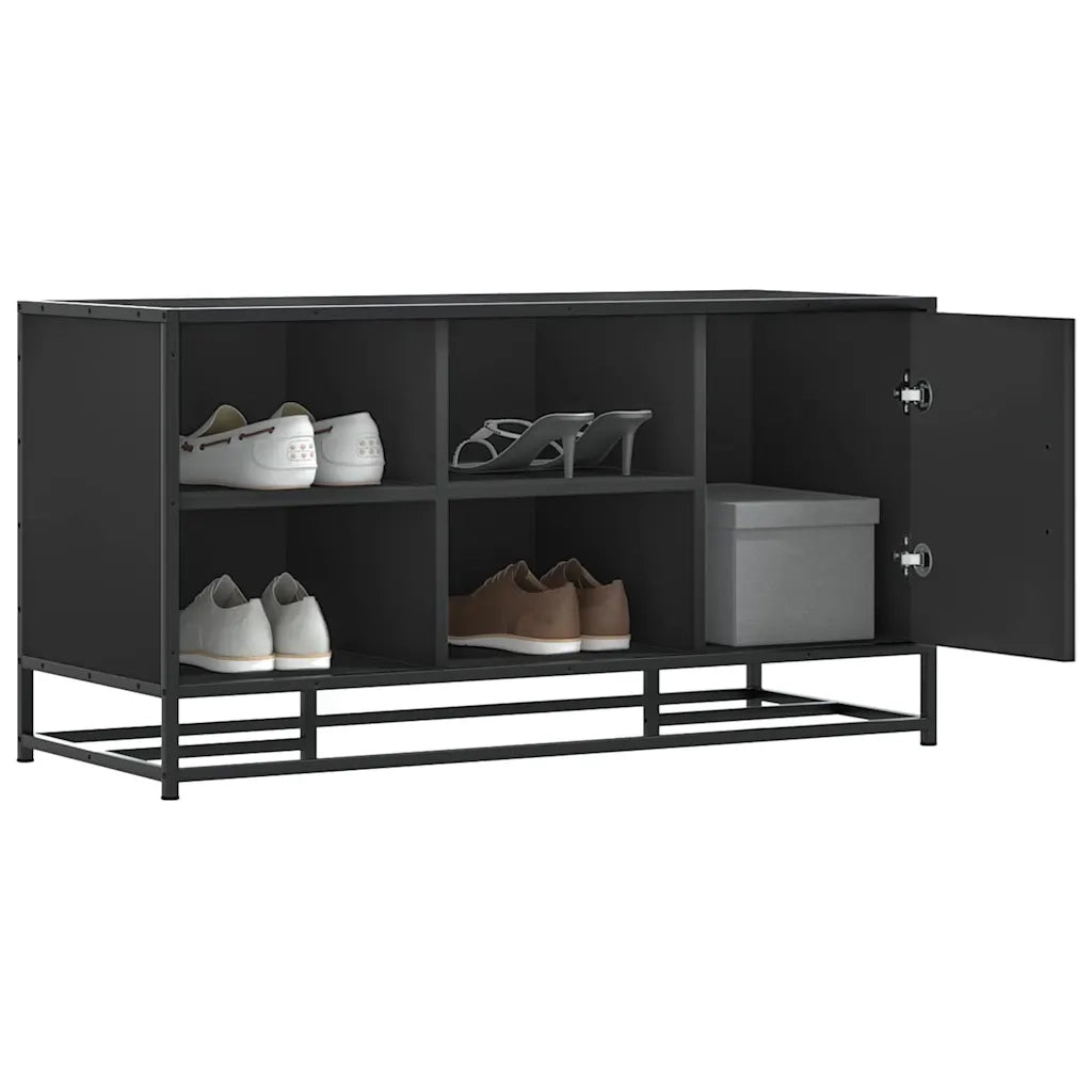 Scarpiera | Mobile per scarpe Nera 100x40x53,5 cm in Truciolato e Metallo