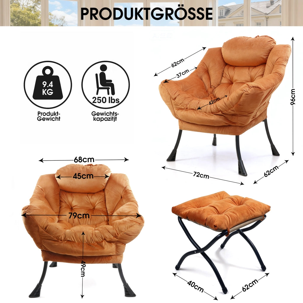 Poltrona Relax con Poggiapiedi e Braccioli ¨C Xylo ¨C Arancione