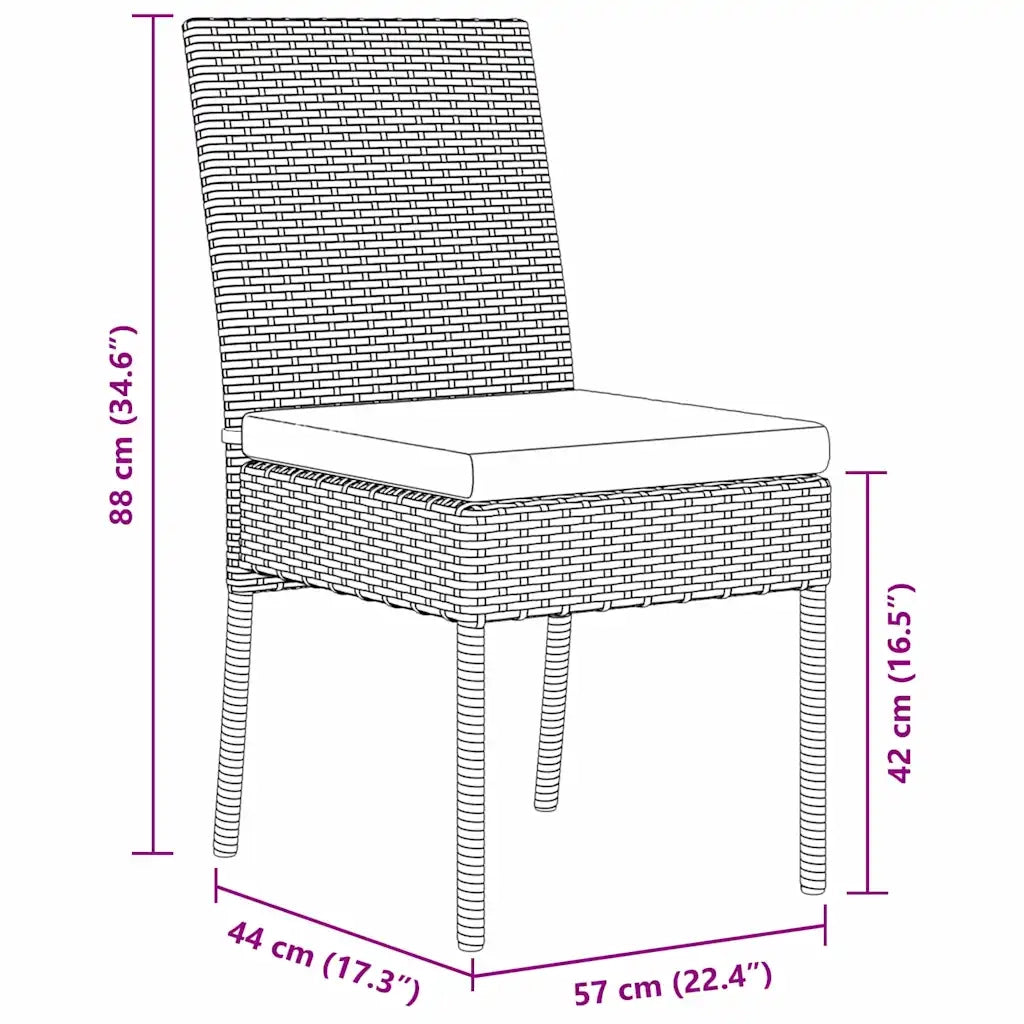 Set da Pranzo per Giardino 7 pcs Nero 3379209