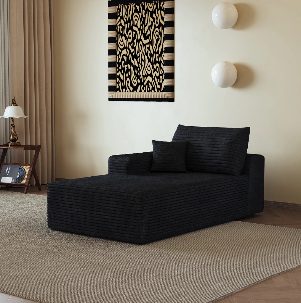 DIVANO LETTO Chaise Lounge Modulare Nero in tessuto senza montaggio