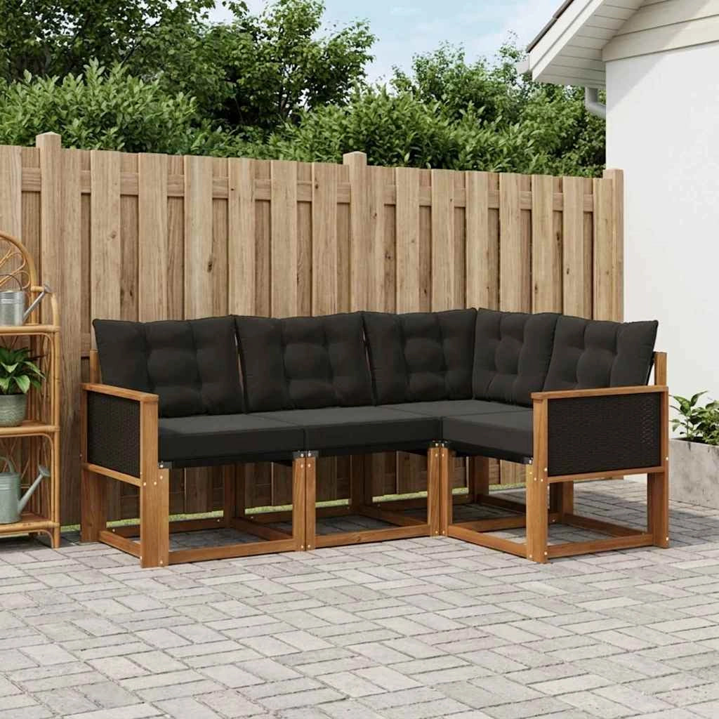 Set di divani da esterno 4 pz Naturale e Nero 3381912