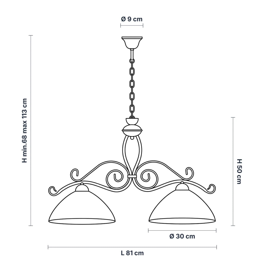 Lampadario Rustico Faraone 2 Luci Marrone e Bianco LuceArt Classic