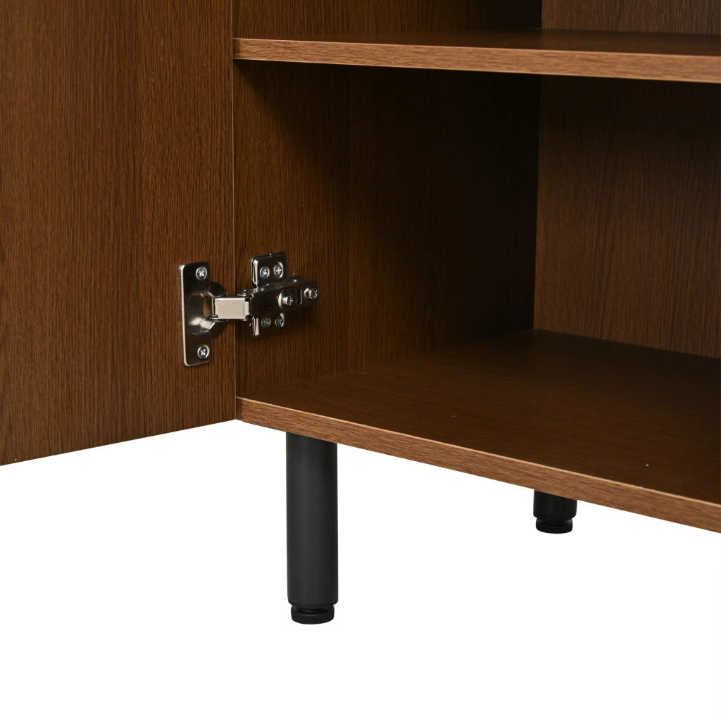 Buffet 160 × 35 × 80 cm in truciolare, noce e nero, con 4 ante e ripiani regolabili