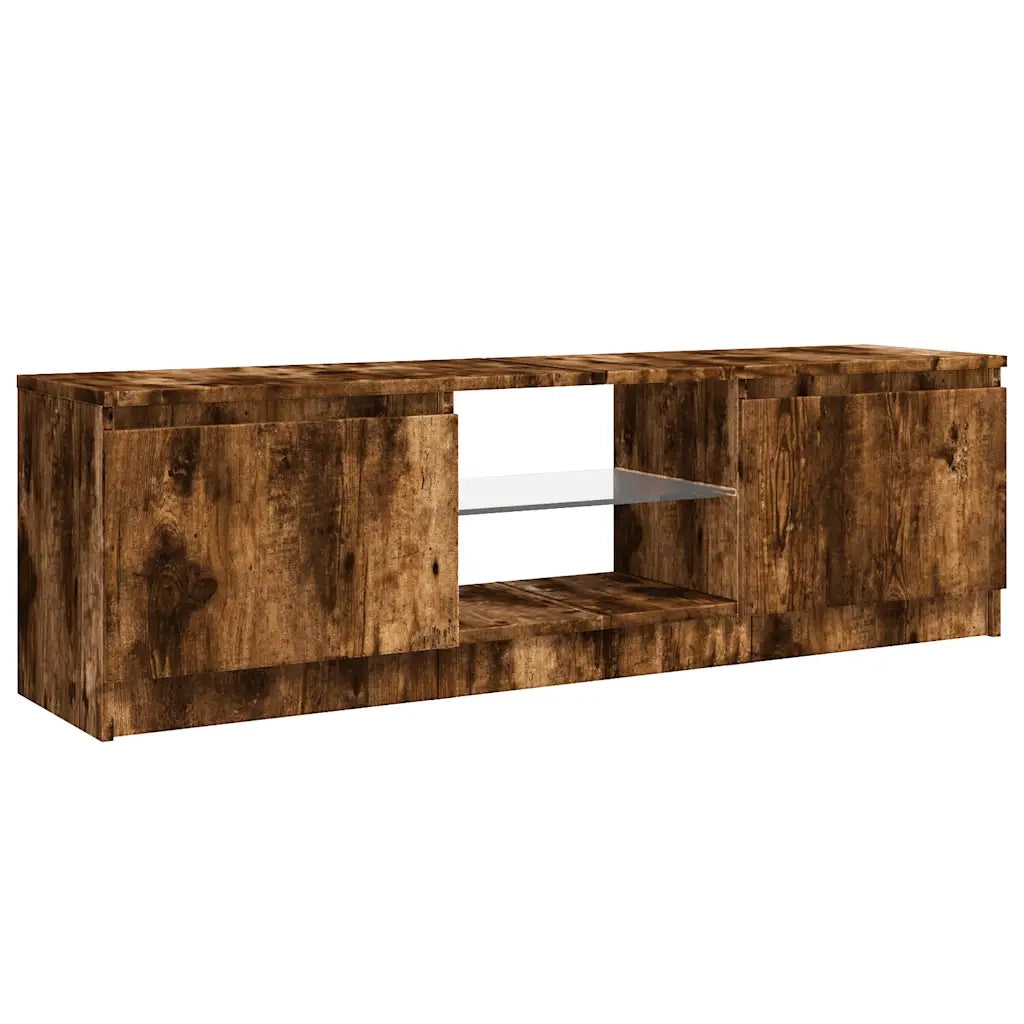 Mobile Porta TV con Luci LED Rovere Fumo 120x30x36 cm 815708