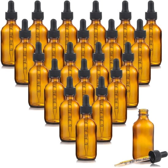 Set di pipette 50 ml - 20 pezzi - Flaconi vuoti da dosaggio - Pipette da farmacista - Inclusi beccuccio/etichette - Adatti per oli essenziali - Flaconi da drizzle