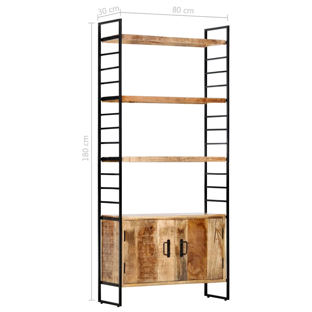Libreria a 4 Livelli 80x30x180 cm in Legno di Mango Grezzo