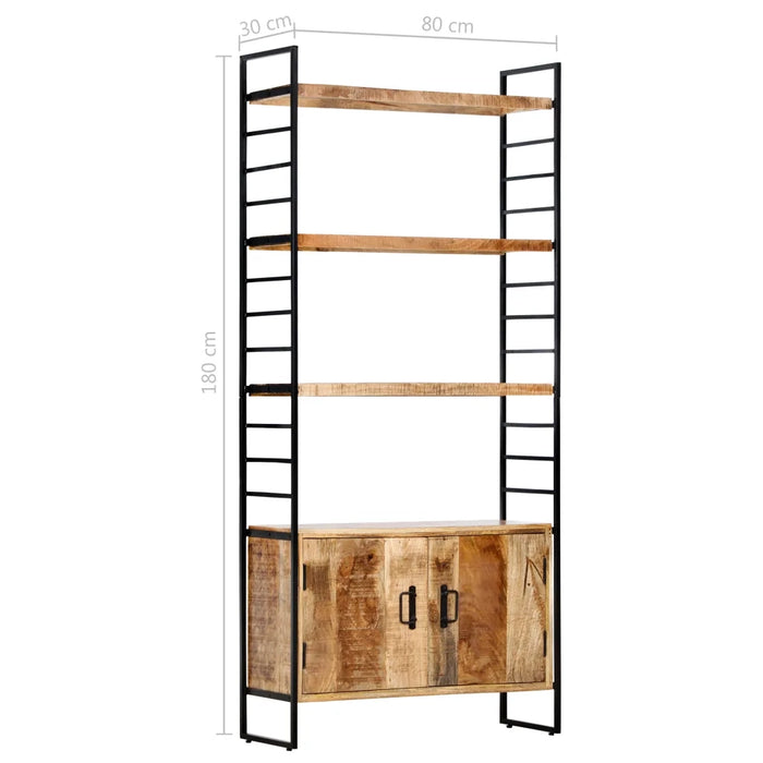 Libreria a 4 Livelli 80x30x180 cm in Legno di Mango Grezzo