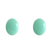 Orecchini a lobo ovali verde menta in stile resort per donna in argento sterling