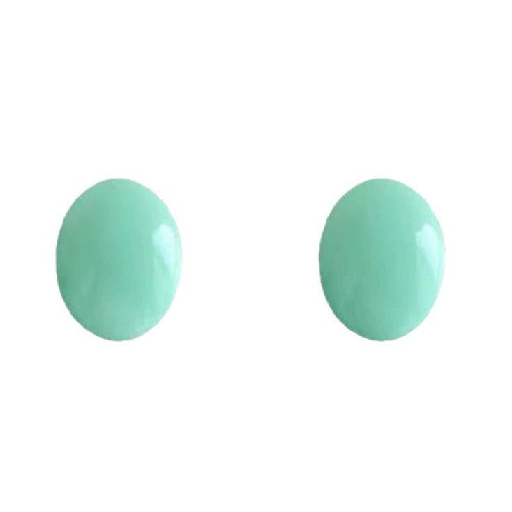 Orecchini a lobo ovali verde menta in stile resort per donna in argento sterling