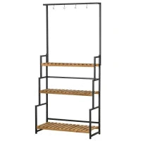 Portafiori a 3 Livelli con Ganci Superiori in Legno di Abete e Metallo per Interno ed Esterno, 80x36x174 cm