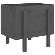 Fioriera | Cassetta per fiori | Vaso da Giardino Grigia 62x50x57 cm Legno Massello di Pino
