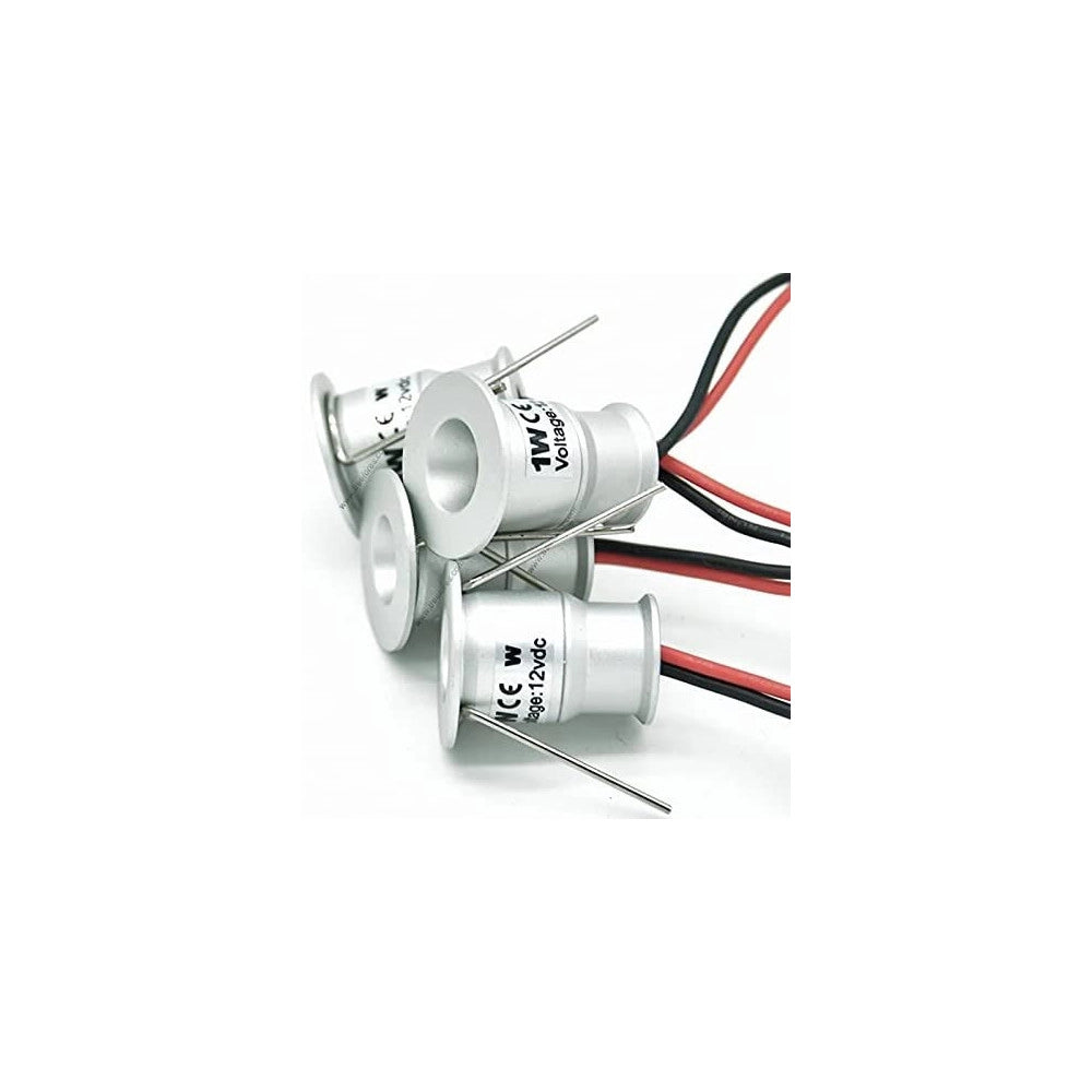 Trade Shop - 9 X Mini Faretto A Led Da Incasso 1w Cree Cob Silver Cielo Stellato Punto Luce - -bianco Freddo      -
