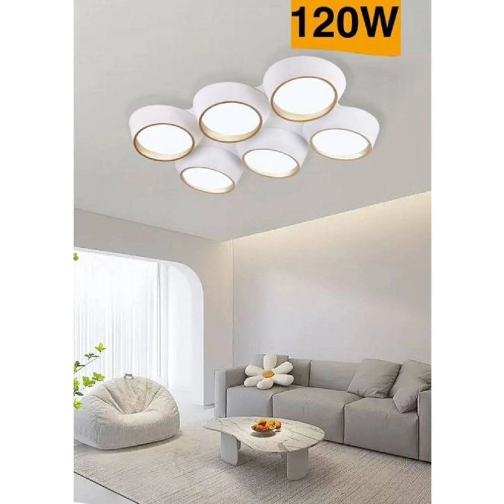 Trade Shop - Plafoniera A Led 120 W Soffitto 6 Cerchi Irregolari Luce 4000k 6500k 3000k C51-b -