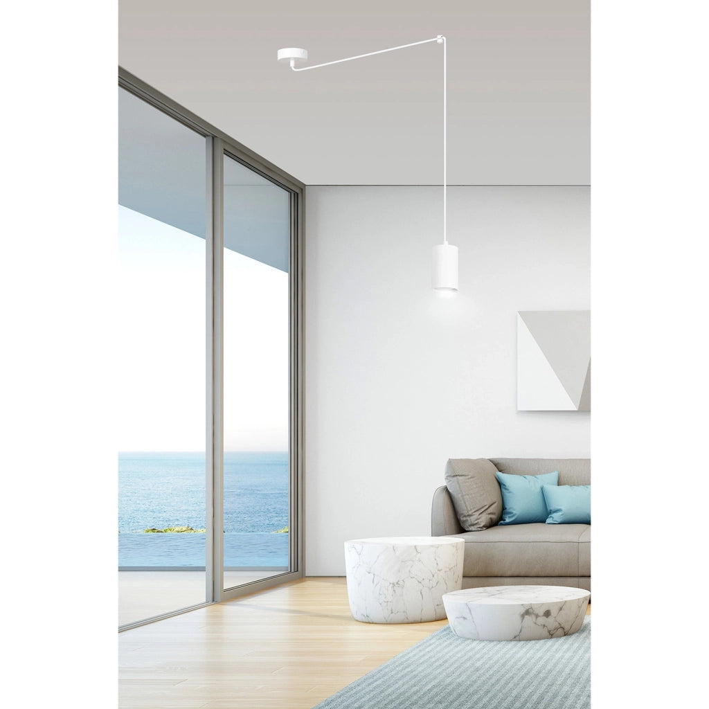 Sospensione A Ragno In Acciaio Bianco 1 Luce Tracker Con Cavo 3 Metri