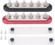 Set di 2 Pannelli Bus Bar M8 300A in Ottone con Terminali in Acciaio Inox per la Distribuzione di Corrente in Auto, Barche e Navi