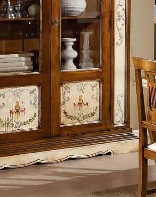 Vetrina 2 porte arte povera legno dipinto/bassano 145x48x212 - Mobili 2G