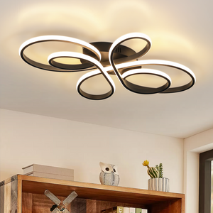 ZMH Lampada da soffitto plafoniera LED moderna nera 40cm 30W 3000K bianco caldo