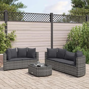 Set Divano da Giardino 6 pz con Cuscini Grigio in Polyrattan