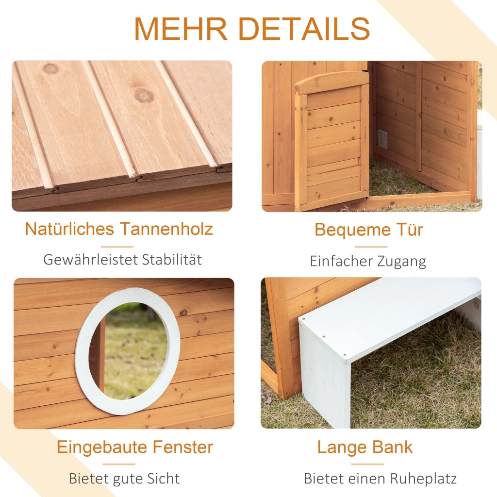 Casetta in legno per bambini con cassetta delle lettere e fioriera ¨C Minimal ¨C Naturale