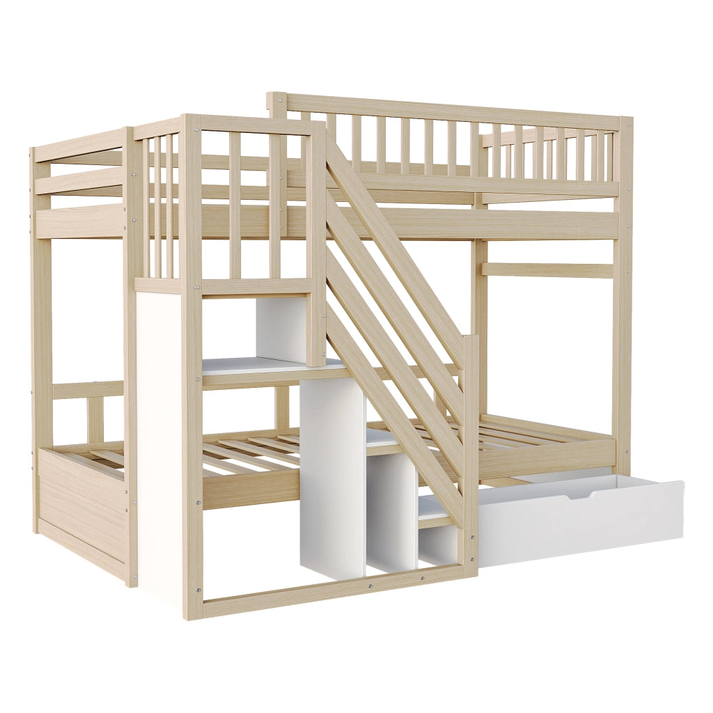 LETTO a castello 90x200 cm in legno, bianco/grigio/effetto legno