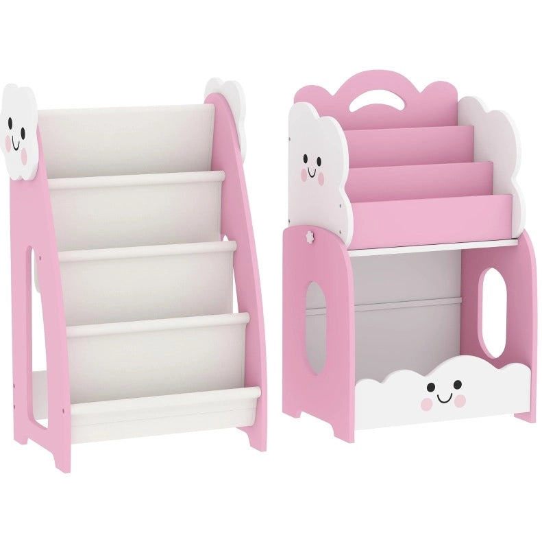 Libreria modulare per bambini 3 in 1 rosa in MDF