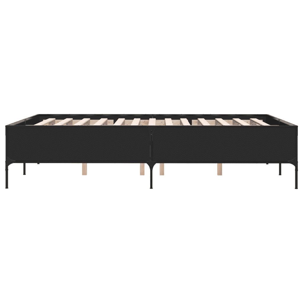 Giroletto-Struttura Letto Nero 140x190 cm in Legno Multistrato e Metallo 820334