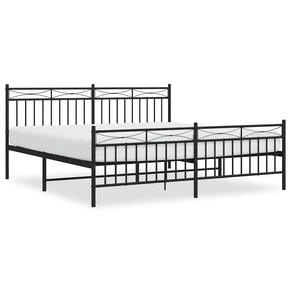 Giroletto con Testiera e Pediera Metallo Nero 183x213 cm 373714