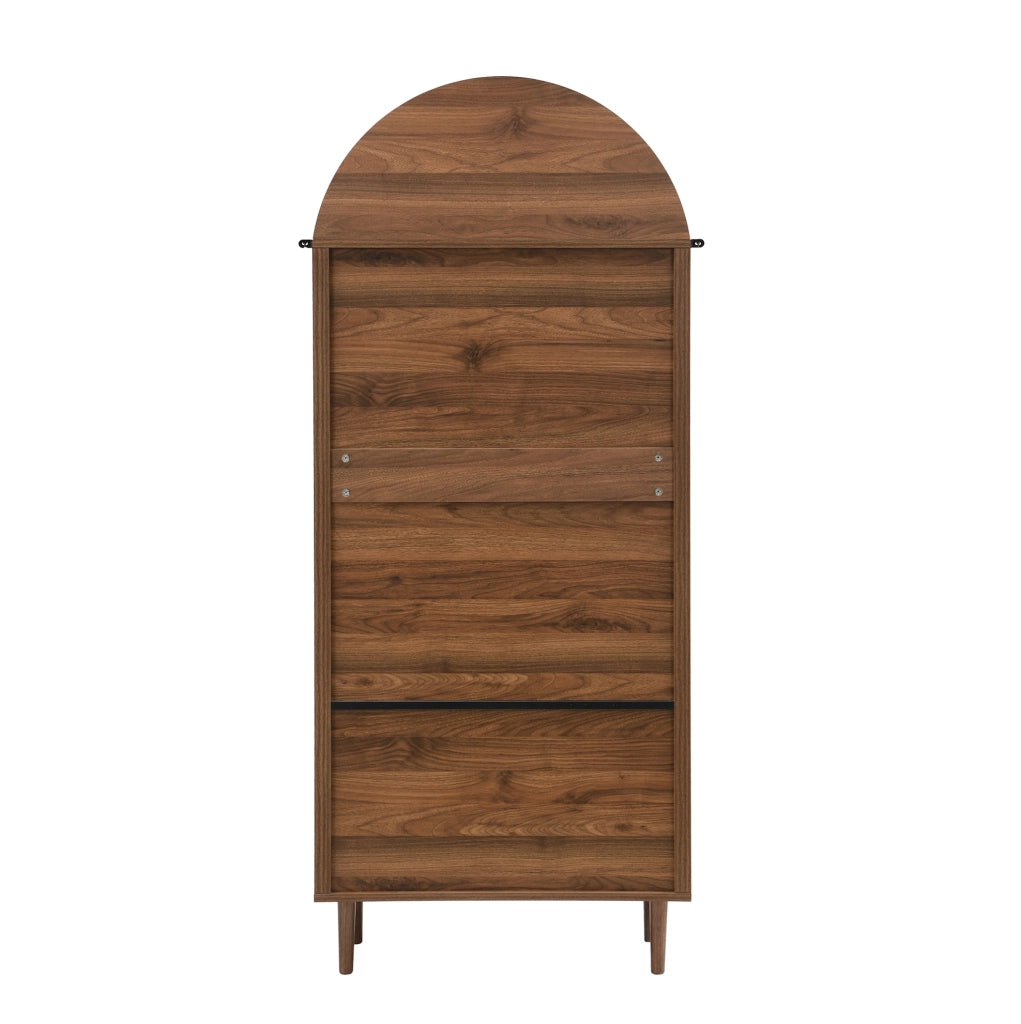 Sideboard contenitore con ripiani regolabili 70x38x165 cm in MDF e vetro; finitura noce