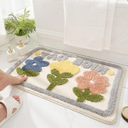 Tappeto per bagno con stampo floreale, antiscivolo e lavabile in lavatrice - 50x80 cm