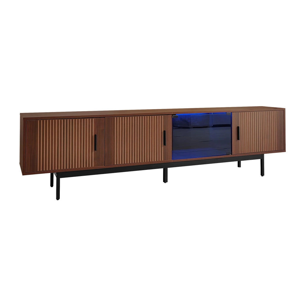 Mobile TV con 2 Ante in Vetro Temperato e LED Bluetooth; Stile Moderno; in MDF; 200??35??53 cm; Nero Noce