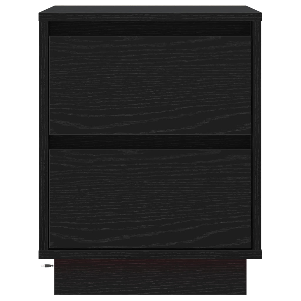 Comodino con luci LED nere 39x34.5x50 cm