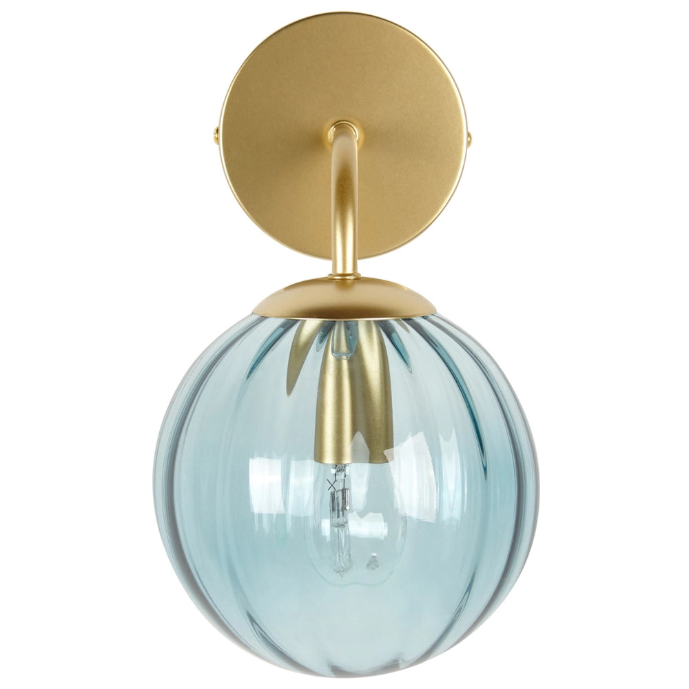 Lampada da parete paralume in vetro con base in ferro blu stile retrò camera da letto