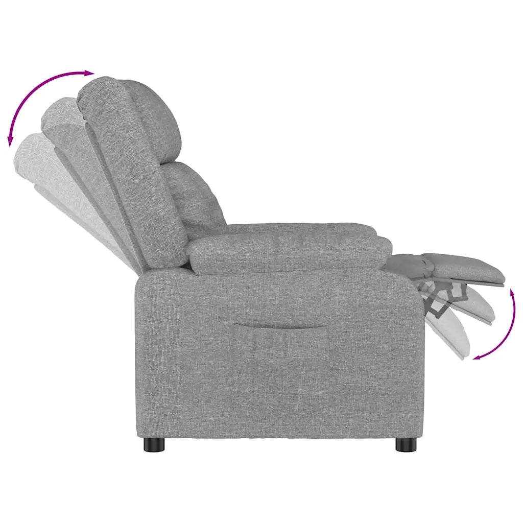 Divano Sedia-Poltrona Reclinabile in Tessuto Grigio Chiaro 410986